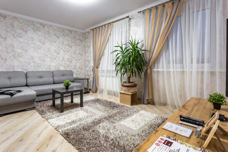 minsk belarus september 2019 interior modern luxure guestroom bedroom studio apartments light color style