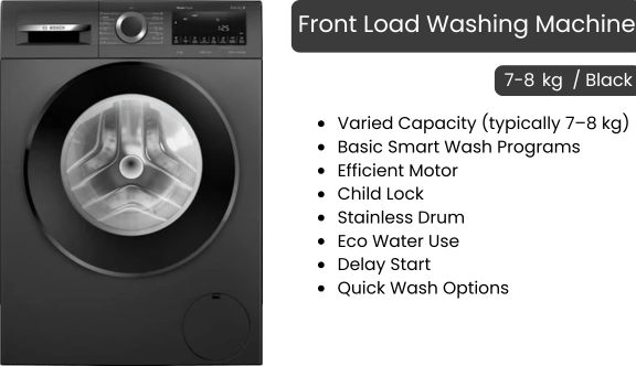 Front Load Washing Machine-7-8kg black
