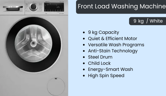 Front Load Washing Machine-9  kg White