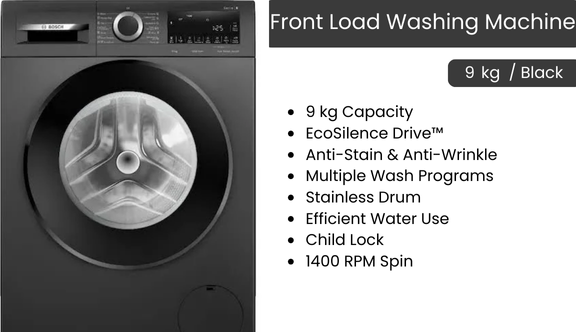 Front Load Washing Machine-9  kg black