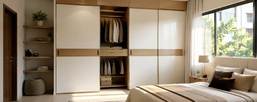 10 Wardrobe Storage Ideas for Small Bedrooms 2 Wardrobe Storage Ideas for Small Bedrooms with a modern floor-to-ceiling sliding wardrobe in a compact bedroom