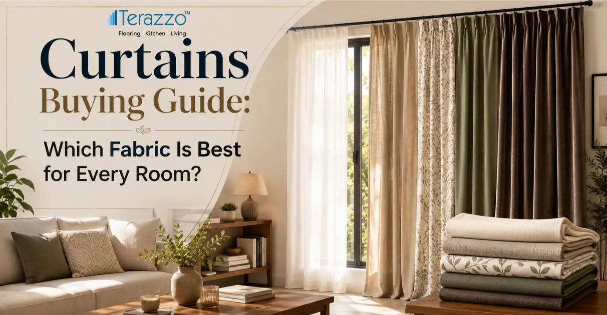 Curtains buying guide showcasing curtain fabric options for every room in a modern Indian home