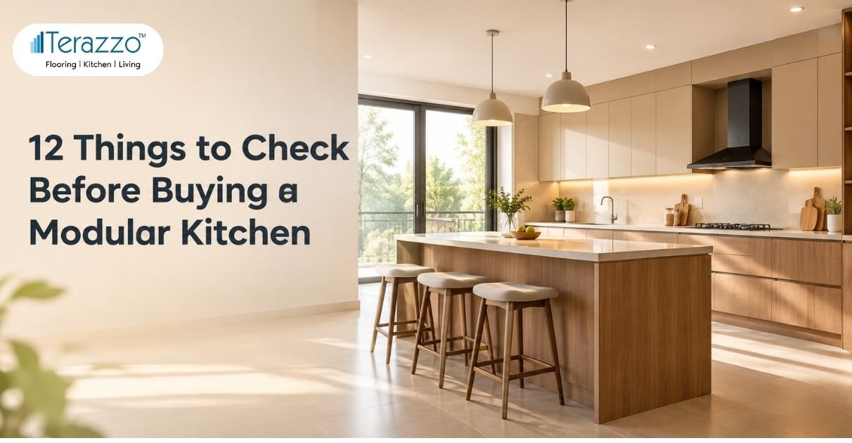 12 things to check before buying a modular kitchen, a complete modular kitchen buying guide by Terazzo