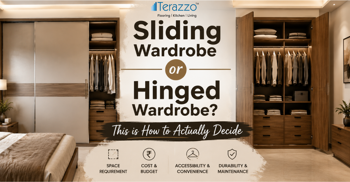 Sliding Wardrobe or Hinged Wardrobe comparison guide for a modern Indian bedroom