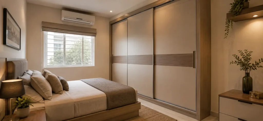 Sliding Wardrobe or Hinged Wardrobe for a compact modern Indian bedroom